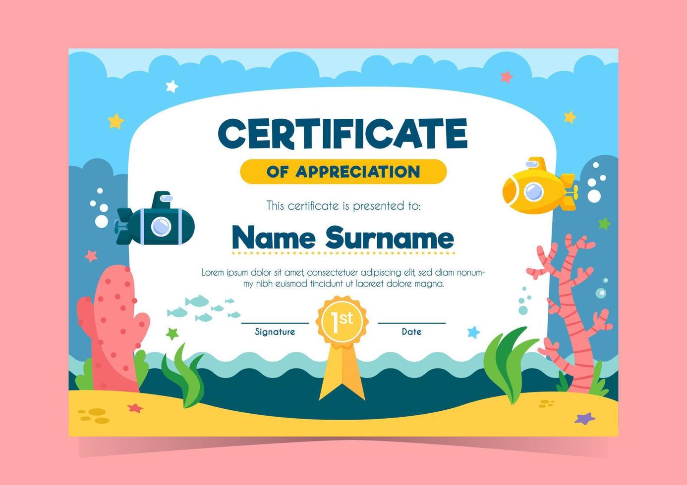 plantilla de certificado para niños vector