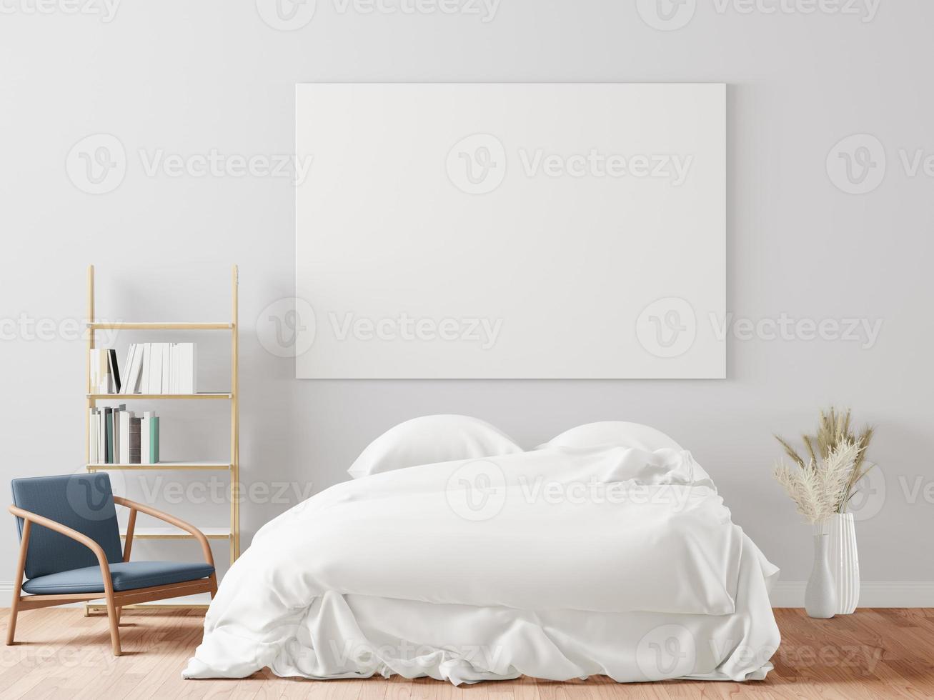 3D interoir design for bedroom and mockup frame photo