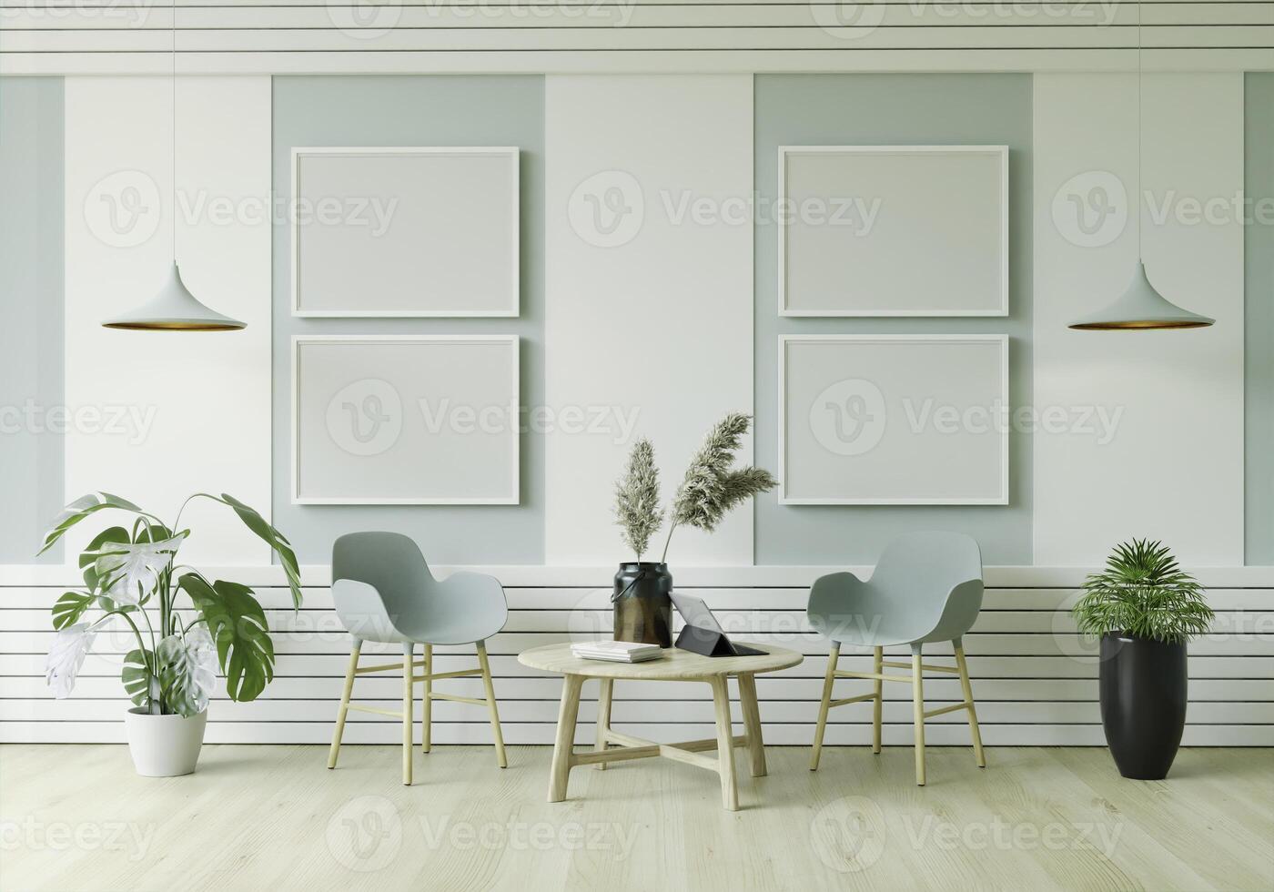 3D interoir design for living room and mockup frame photo