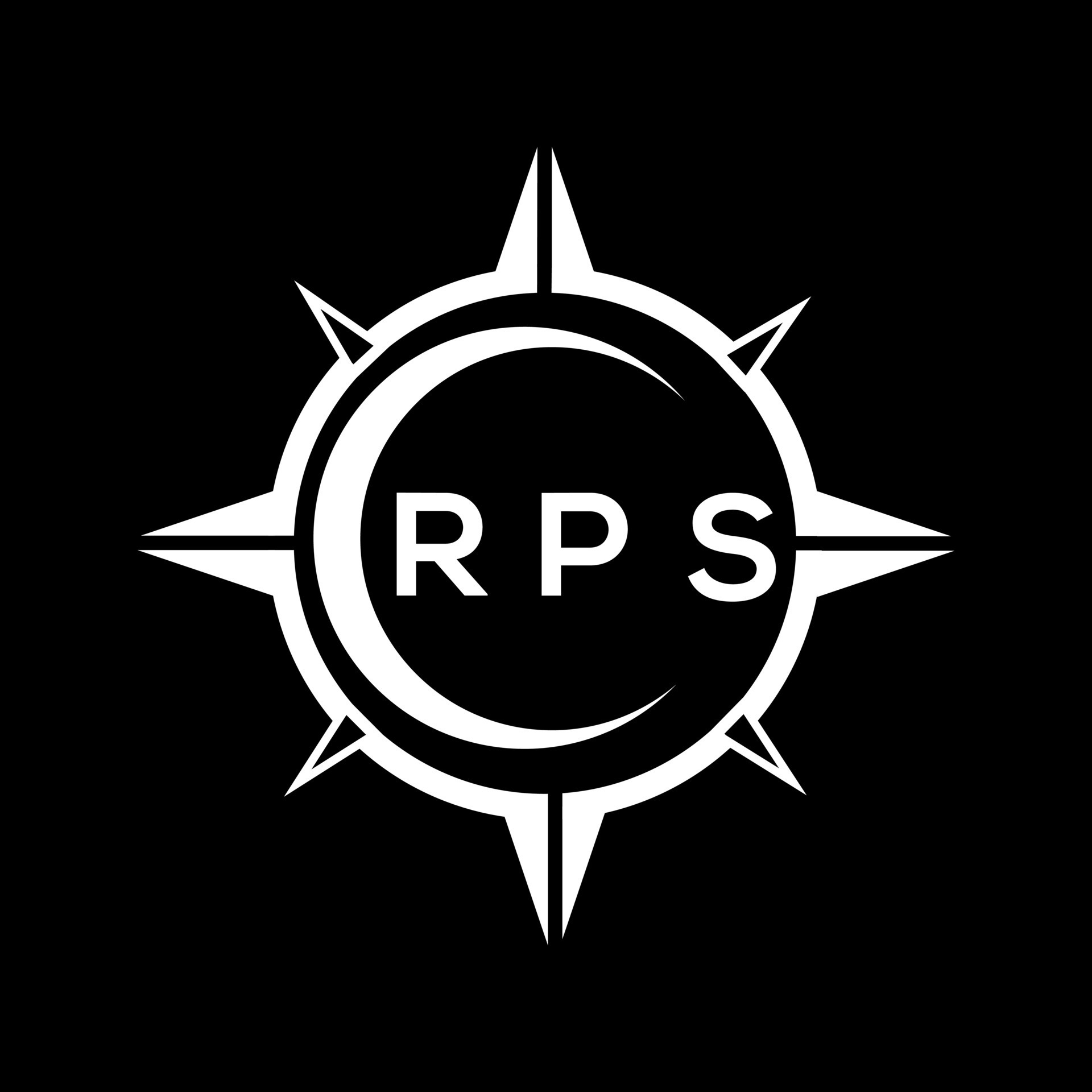 RPS abstract technology circle setting logo design on black background RPS abstract technology circle setting logo design on black background