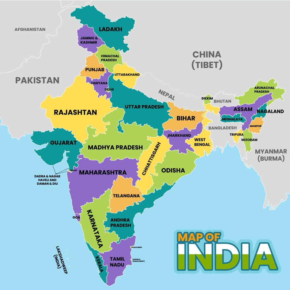 Detailed India Map vector