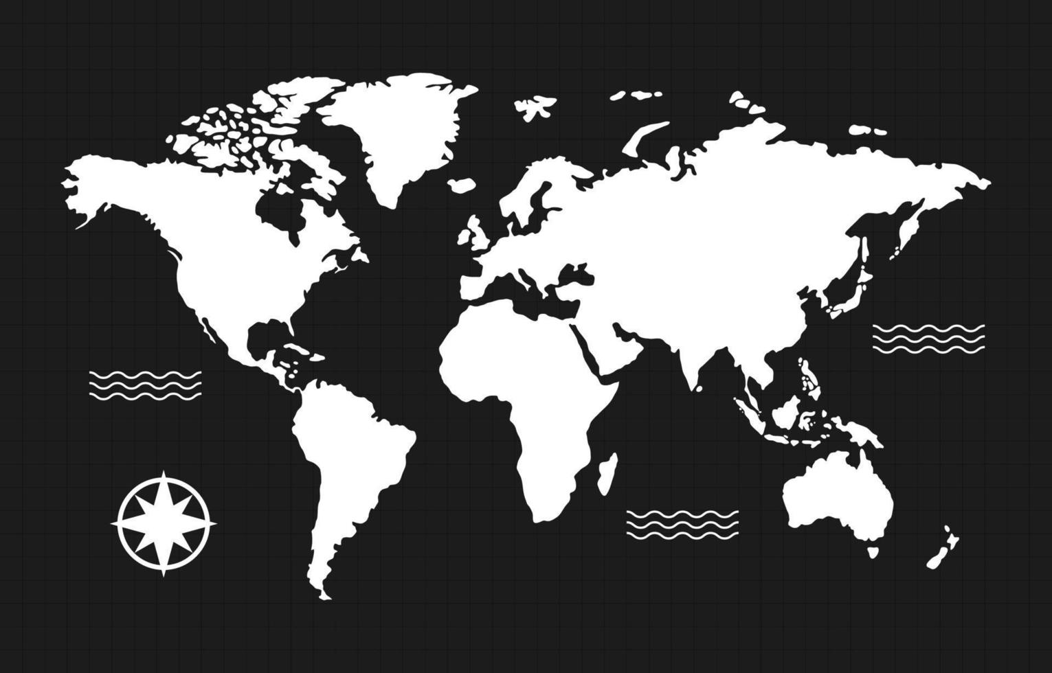 mapa del mundo en blanco y negro vector