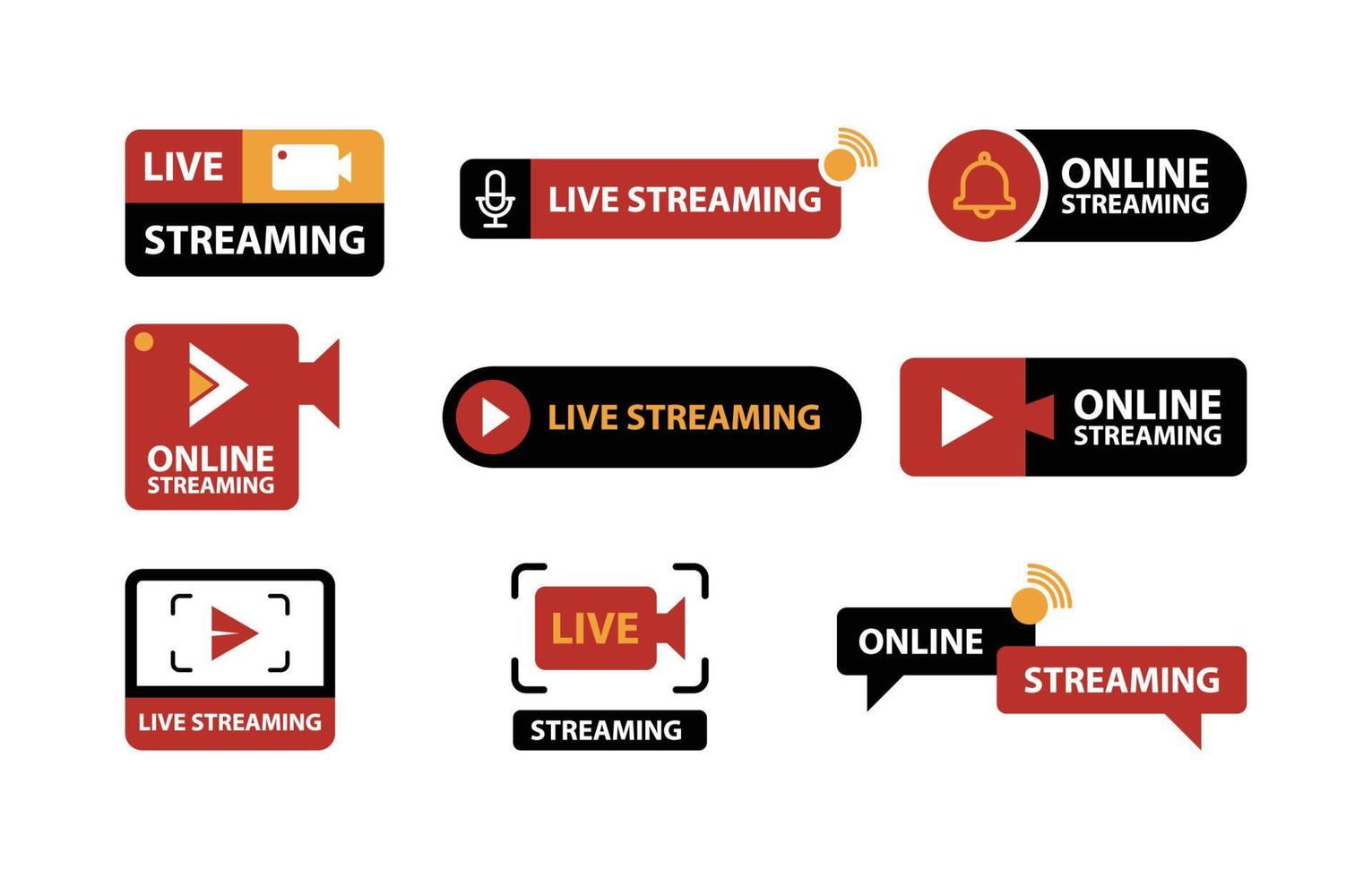 Live Streaming Badges Set vector