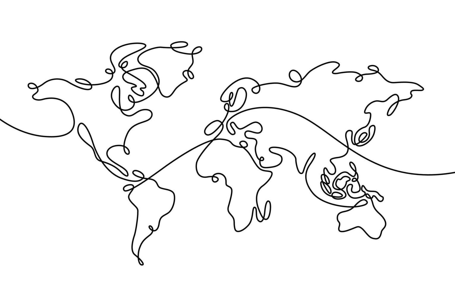 One Stroke Line World Map vector