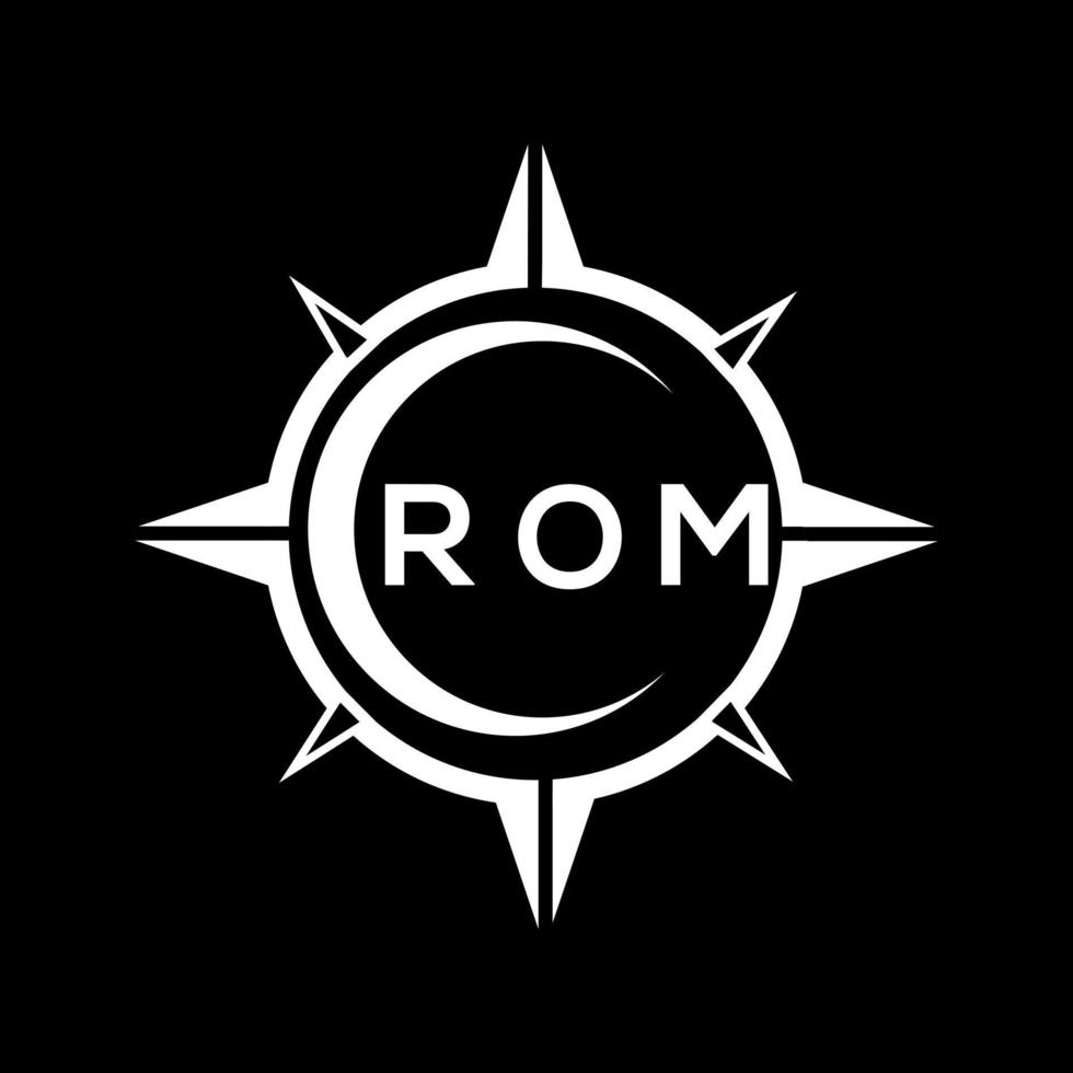 ROM resumen tecnología circulo ajuste logo diseño en negro antecedentes. ROM creativo iniciales letra logo concepto. vector