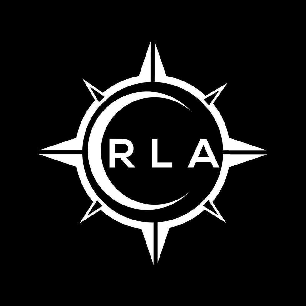 RLA abstract technology circle setting logo design on black background. RLA creative initials letter logo concept. vector
