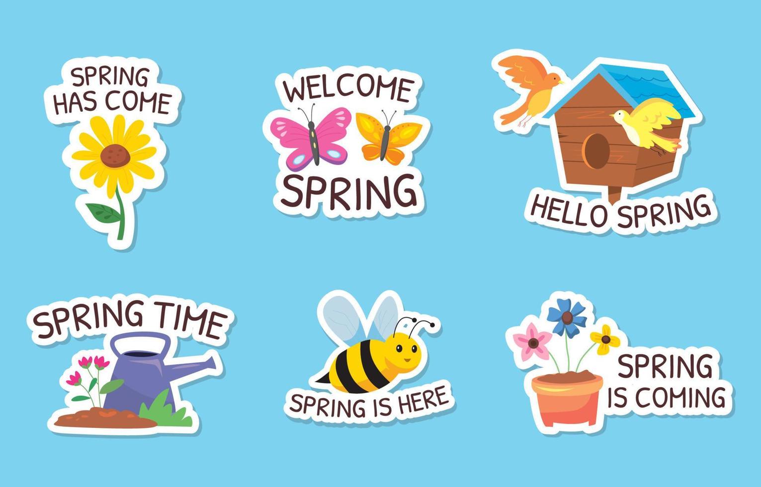 Cute Spring Stickers vector