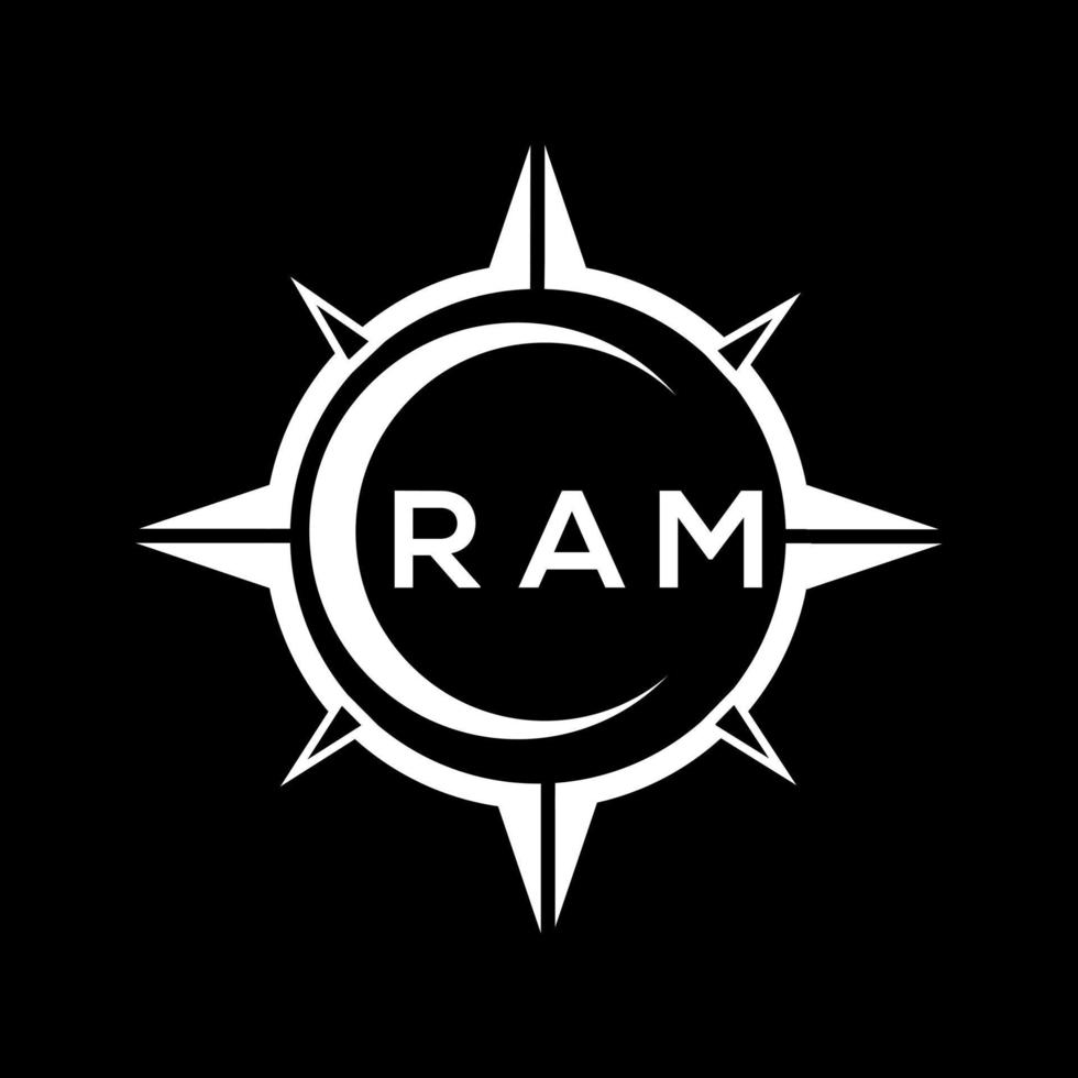 RAM abstract technology circle setting logo design on black ...