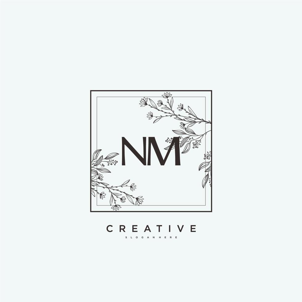 NM Beauty vector initial logo art, handwriting logo of initial signature, wedding, fashion, jewerly, boutique, floral and botanical with creative template for any company or business.