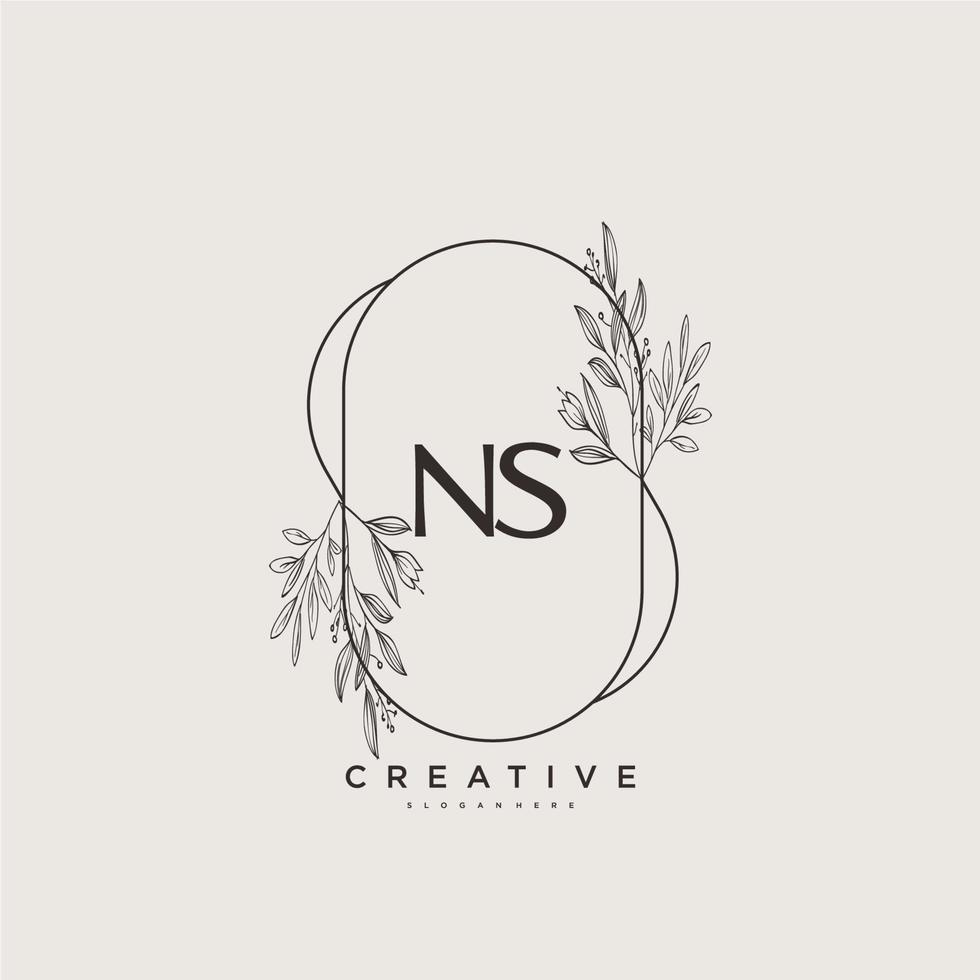 NS Beauty vector initial logo art, handwriting logo of initial signature, wedding, fashion, jewerly, boutique, floral and botanical with creative template for any company or business.