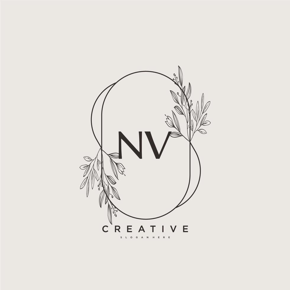 NV Beauty vector initial logo art, handwriting logo of initial signature, wedding, fashion, jewerly, boutique, floral and botanical with creative template for any company or business.