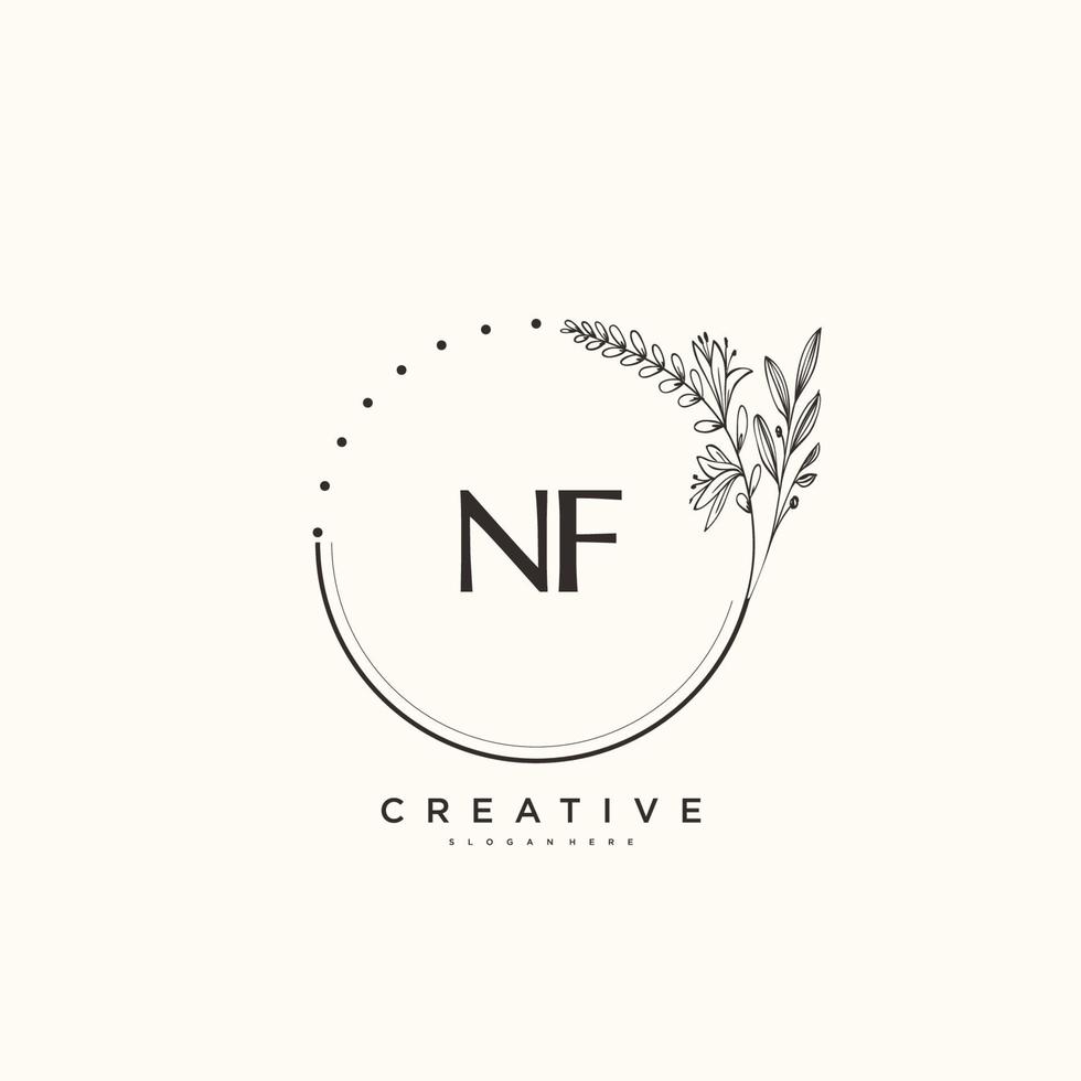 NF Beauty vector initial logo art, handwriting logo of initial signature, wedding, fashion, jewerly, boutique, floral and botanical with creative template for any company or business.