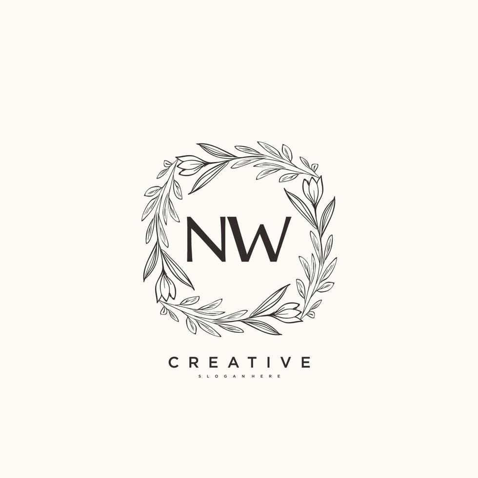 NW Beauty vector initial logo art, handwriting logo of initial signature, wedding, fashion, jewerly, boutique, floral and botanical with creative template for any company or business.