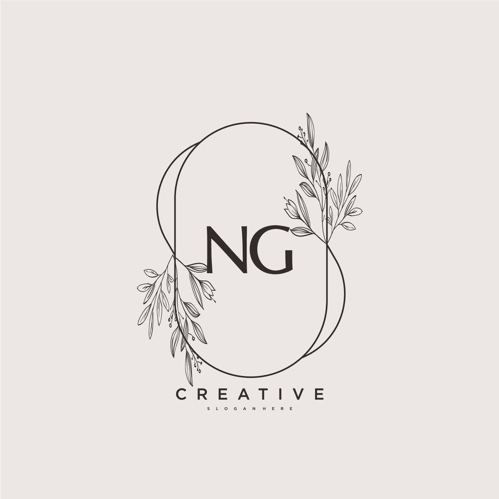 NG Beauty vector initial logo art, handwriting logo of initial signature, wedding, fashion, jewerly, boutique, floral and botanical with creative template for any company or business.