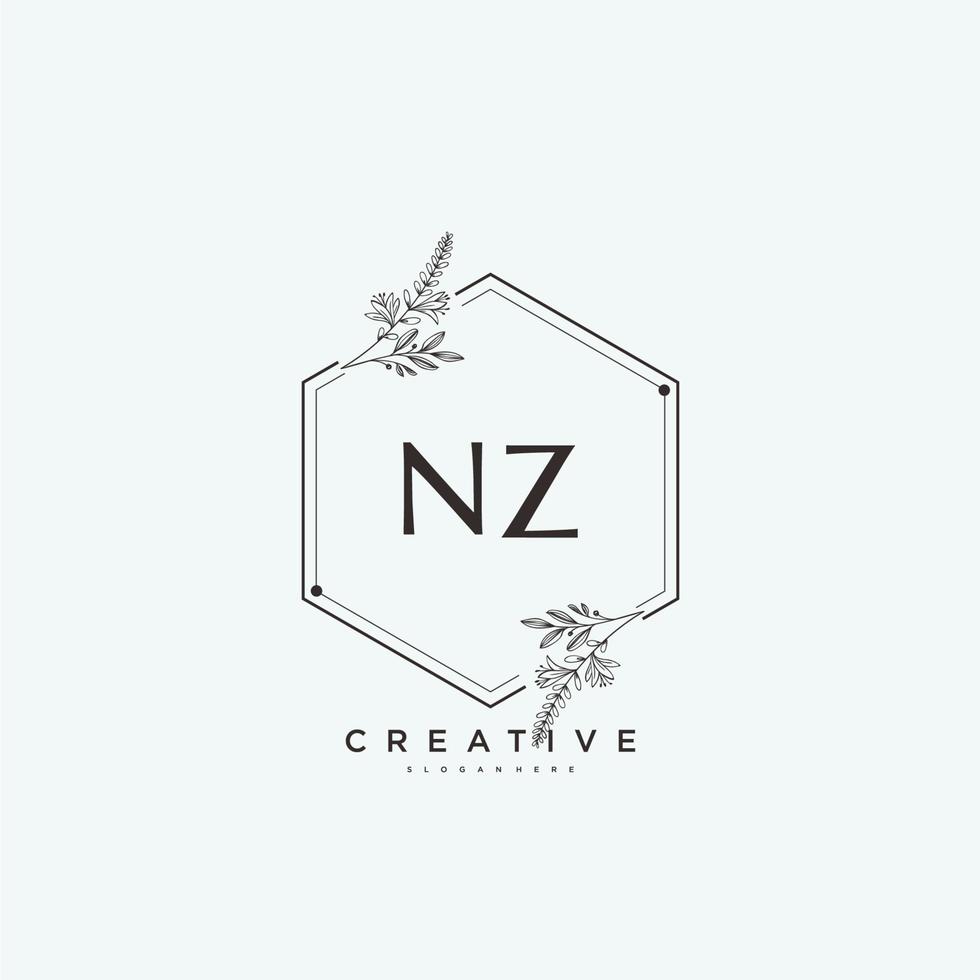 NZ Beauty vector initial logo art, handwriting logo of initial signature, wedding, fashion, jewerly, boutique, floral and botanical with creative template for any company or business.