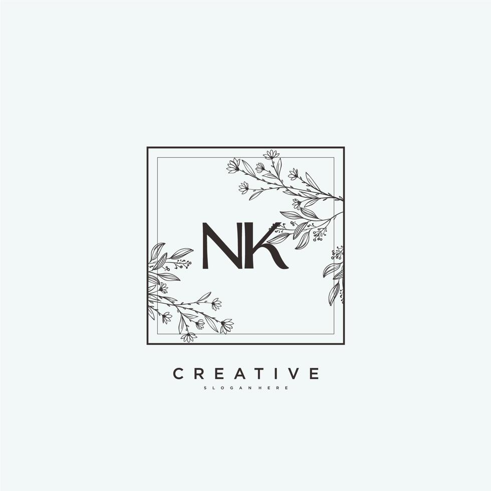 NK Beauty vector initial logo art, handwriting logo of initial signature, wedding, fashion, jewerly, boutique, floral and botanical with creative template for any company or business.