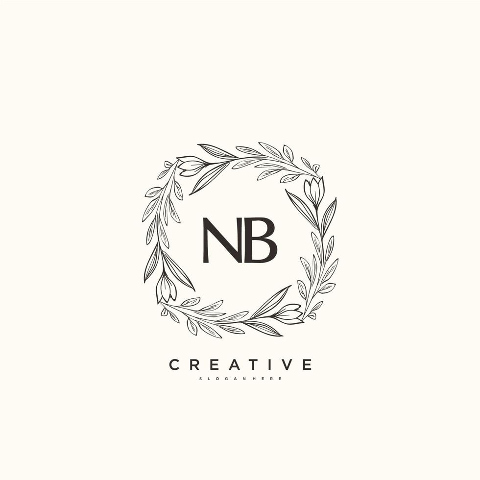 NB Beauty vector initial logo art, handwriting logo of initial signature, wedding, fashion, jewerly, boutique, floral and botanical with creative template for any company or business.