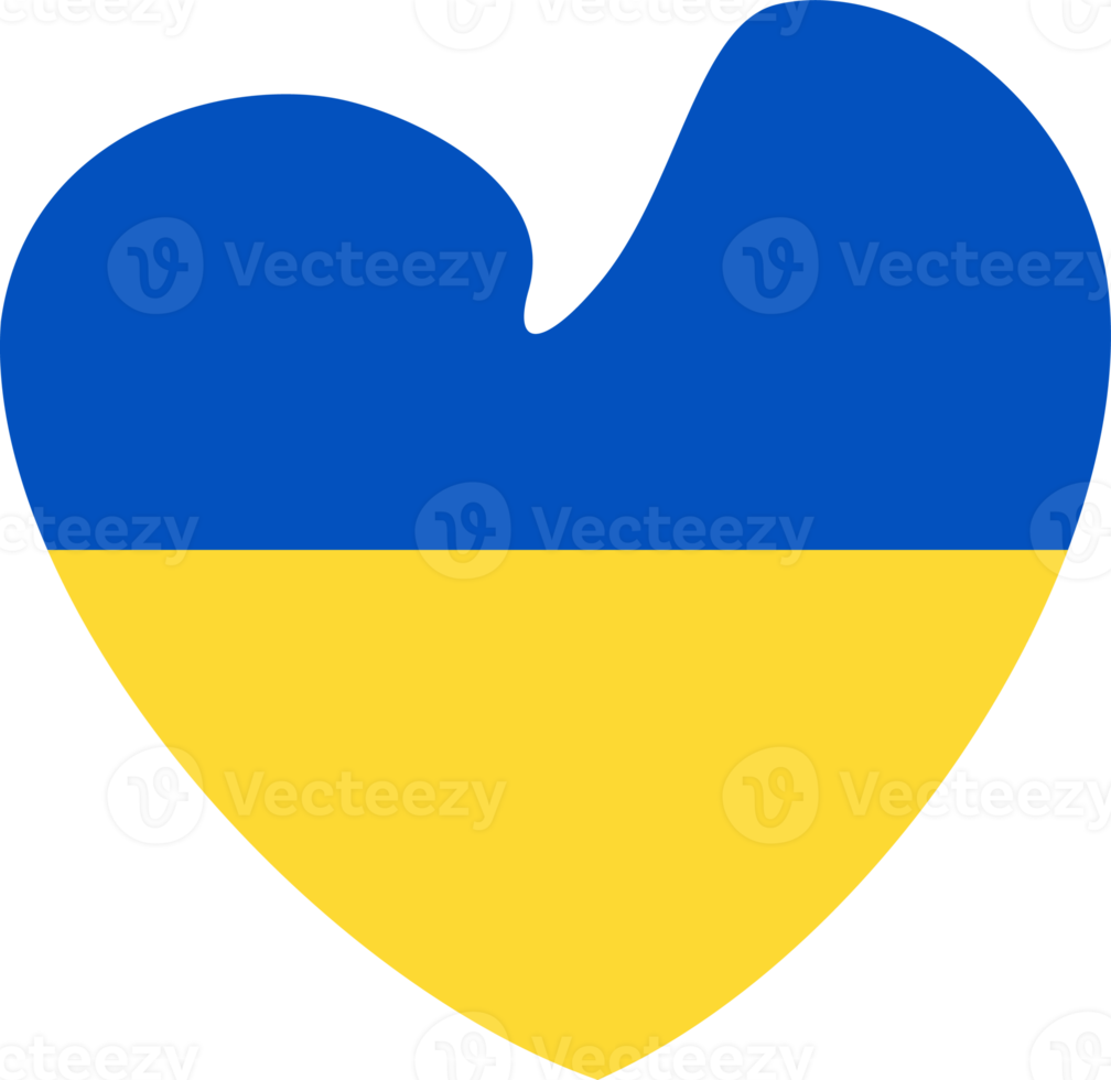 Ukraine flag, shape of heart. Ukrainian sticker, symbol, icon, button. png