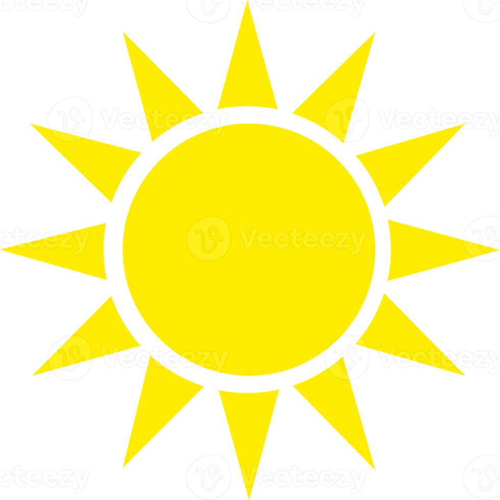 Sun logo. Template of sunrise, sunset, sunbursts. Cute sunshine for kids. Cartoon graphic shape. Sun silhouette. Sticker. png