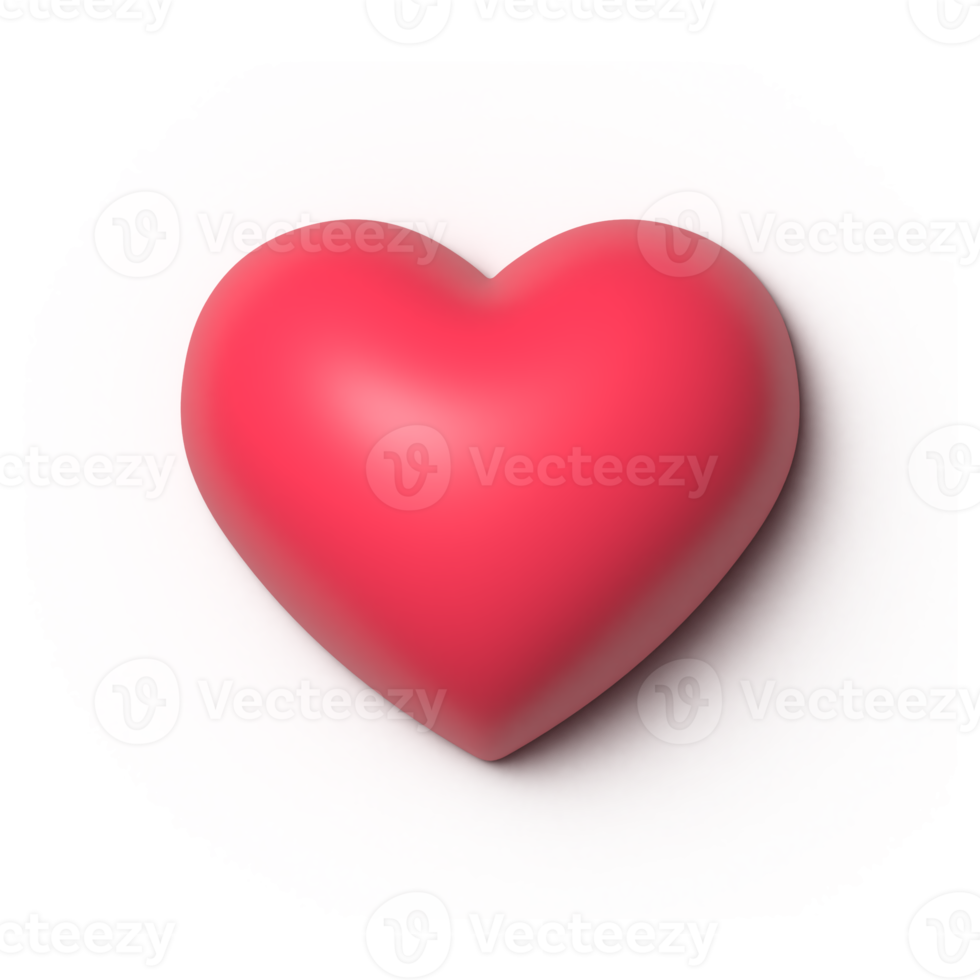 3D red heart shape png