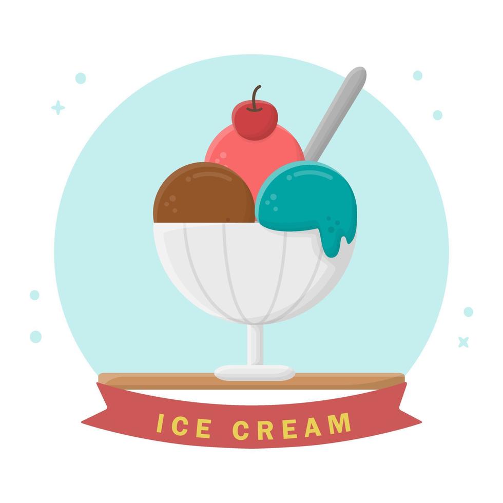 Ice Cream. Dessert Menu. Flat Style Vector Icon Design