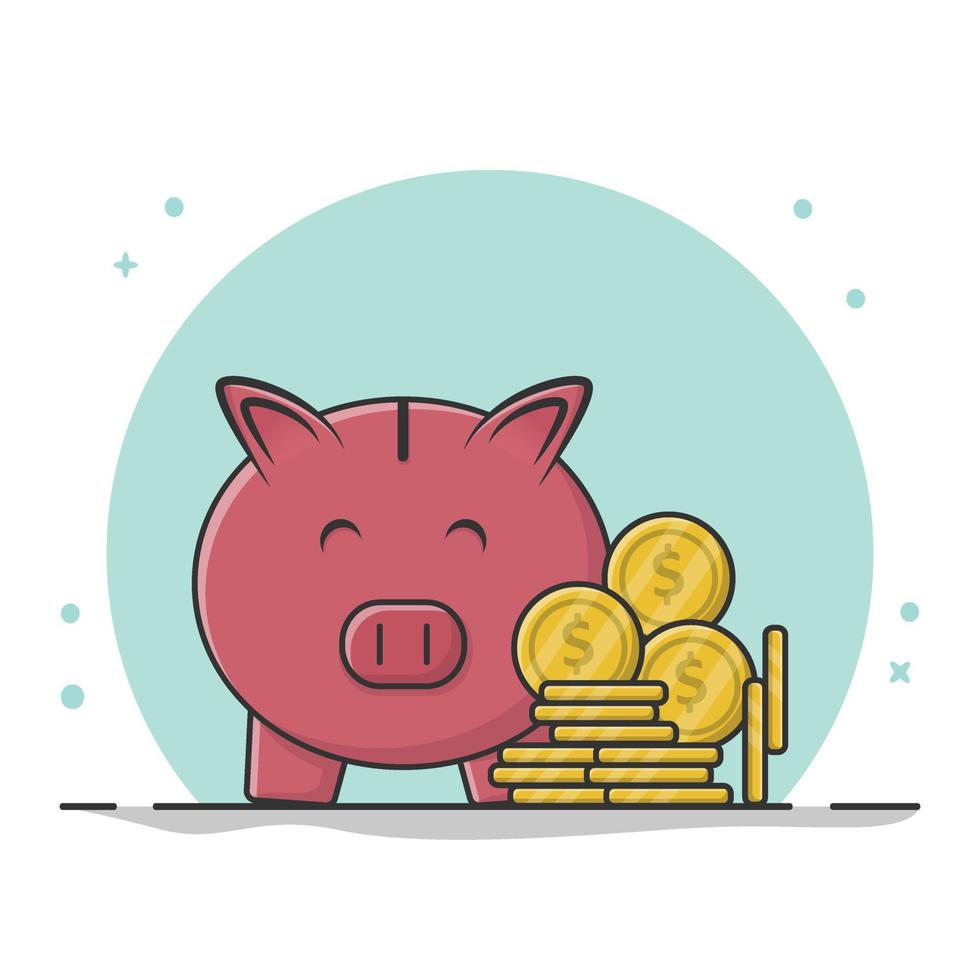 Piggy bank Coins Vector Conceptual