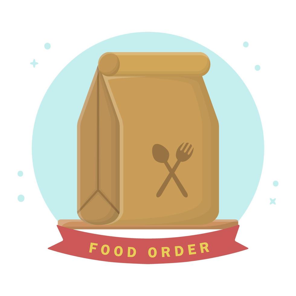 comida orden paquete. envolver alimento. plano estilo vector icono diseño