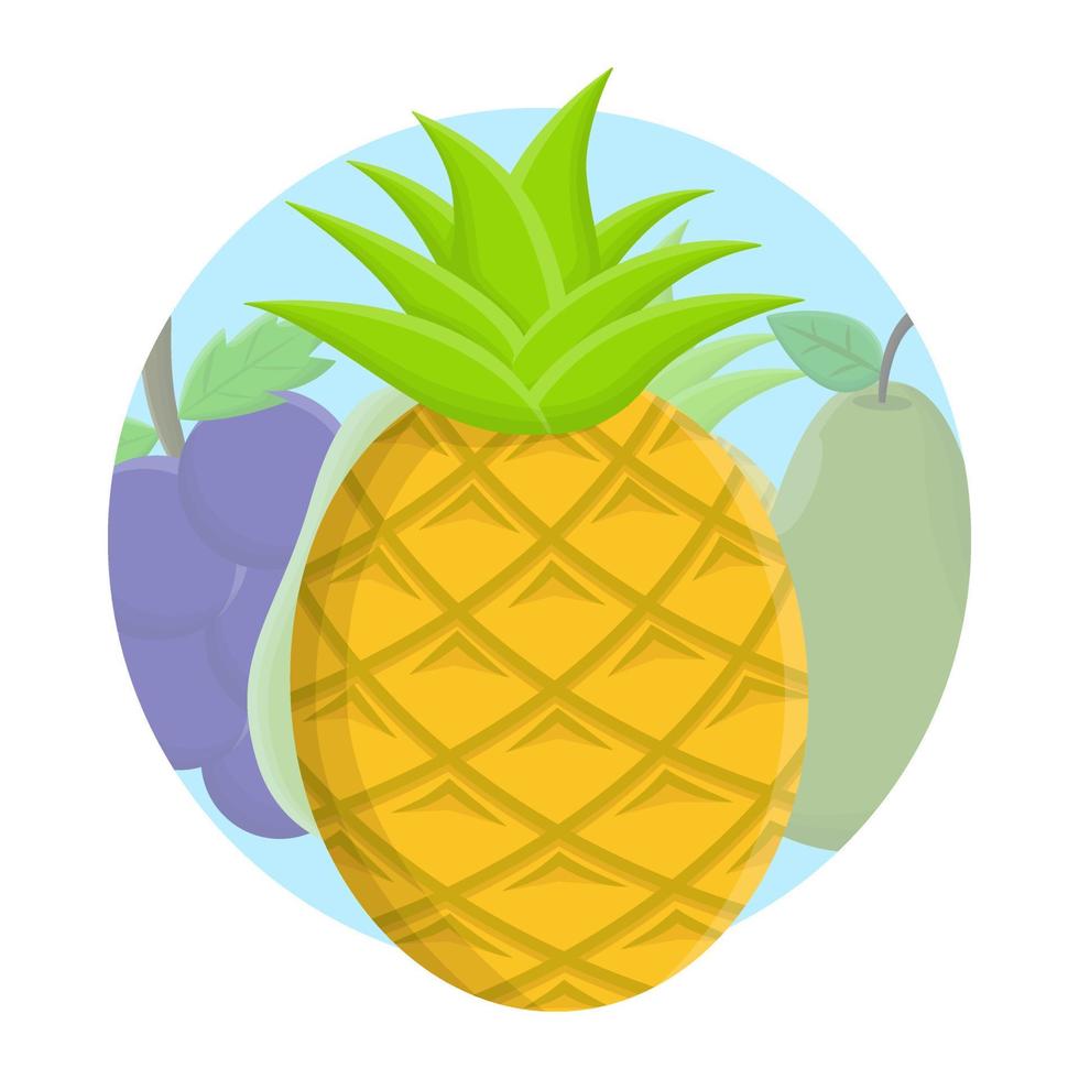 Pineapple Fresh Fruit Flat Icon vector