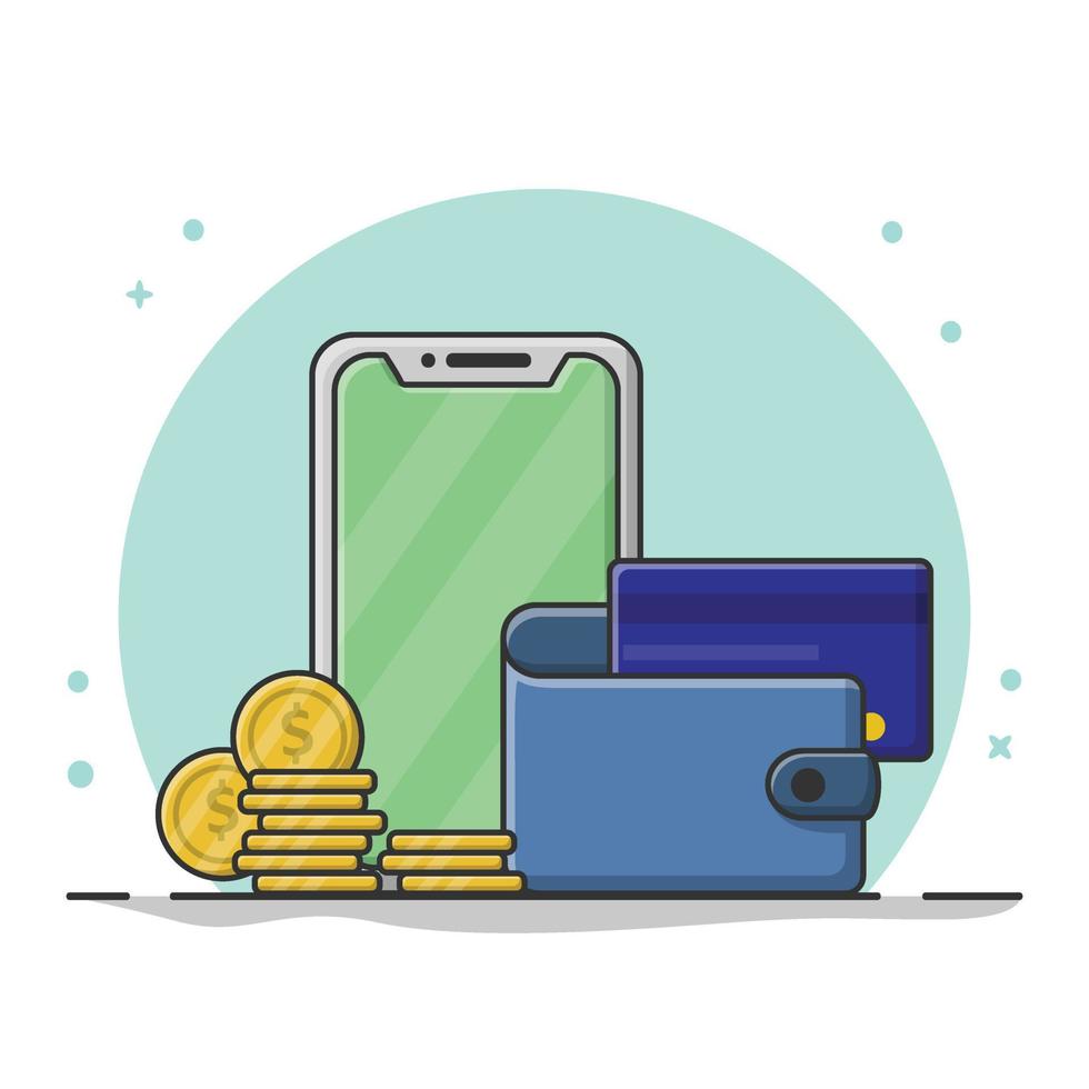 Wallet Coins and Credit Card Vector
