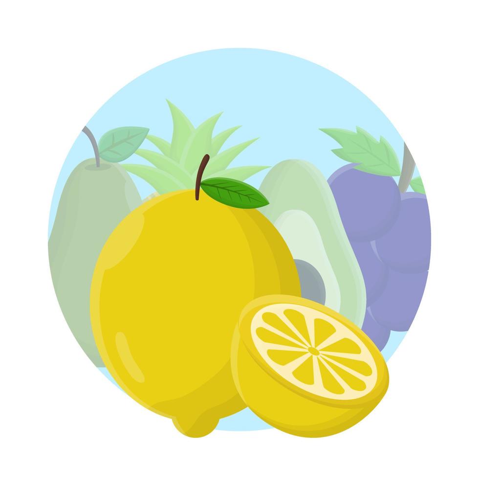 Lemon Fruit Flat Icon Design vector