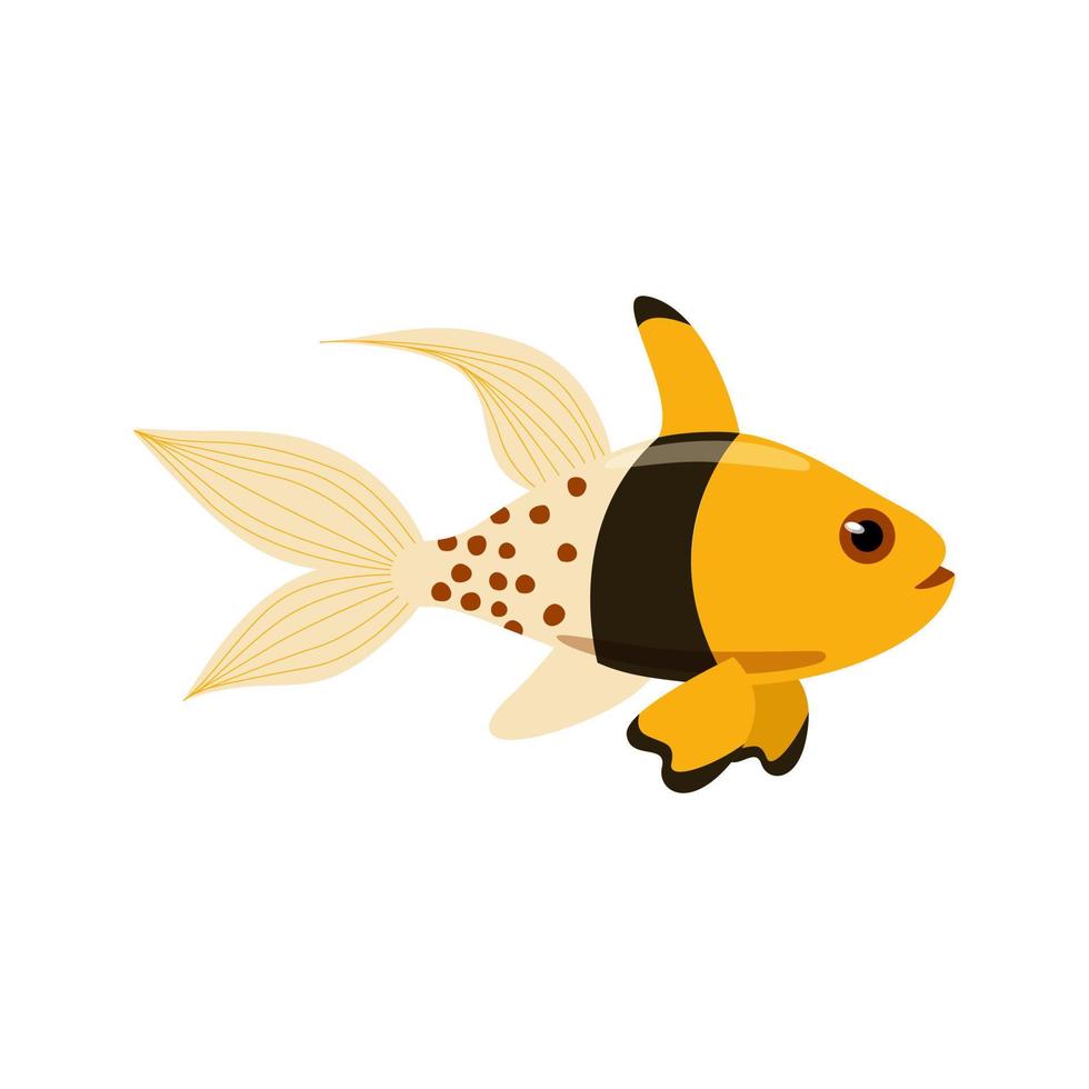 Decorative sea fish, gold. Vector marine fish isolated on white background