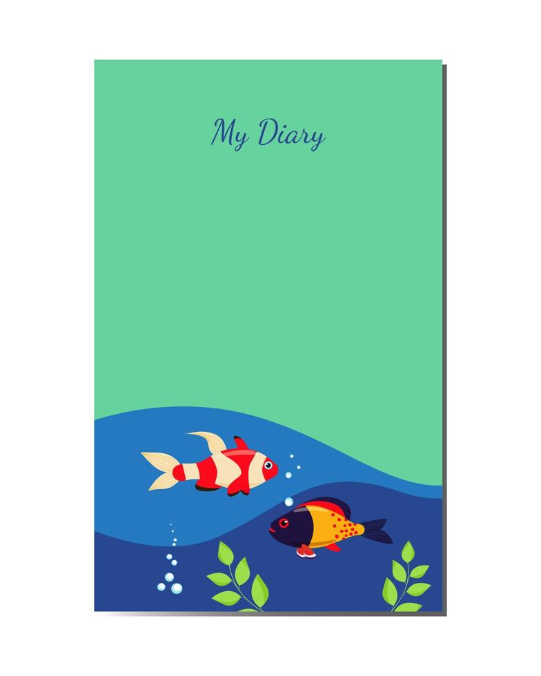 Daily planner marine design with exotic fish. Printable organizer page template. Diary page vector template