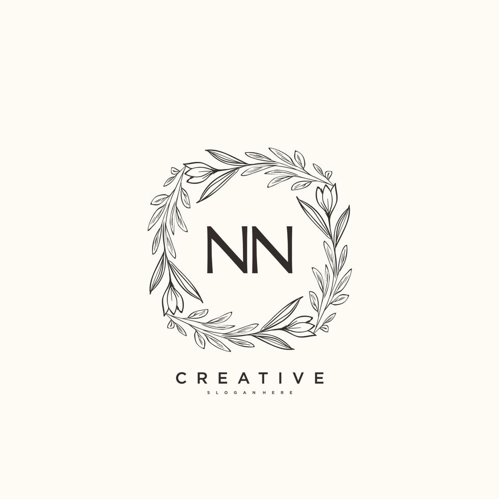 NN Beauty vector initial logo art, handwriting logo of initial signature, wedding, fashion, jewerly, boutique, floral and botanical with creative template for any company or business.