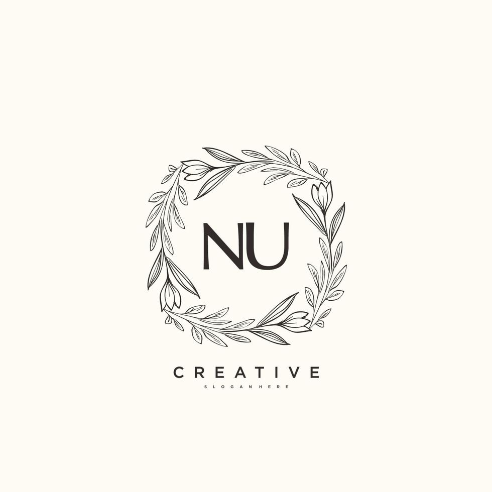 NU Beauty vector initial logo art, handwriting logo of initial signature, wedding, fashion, jewerly, boutique, floral and botanical with creative template for any company or business.