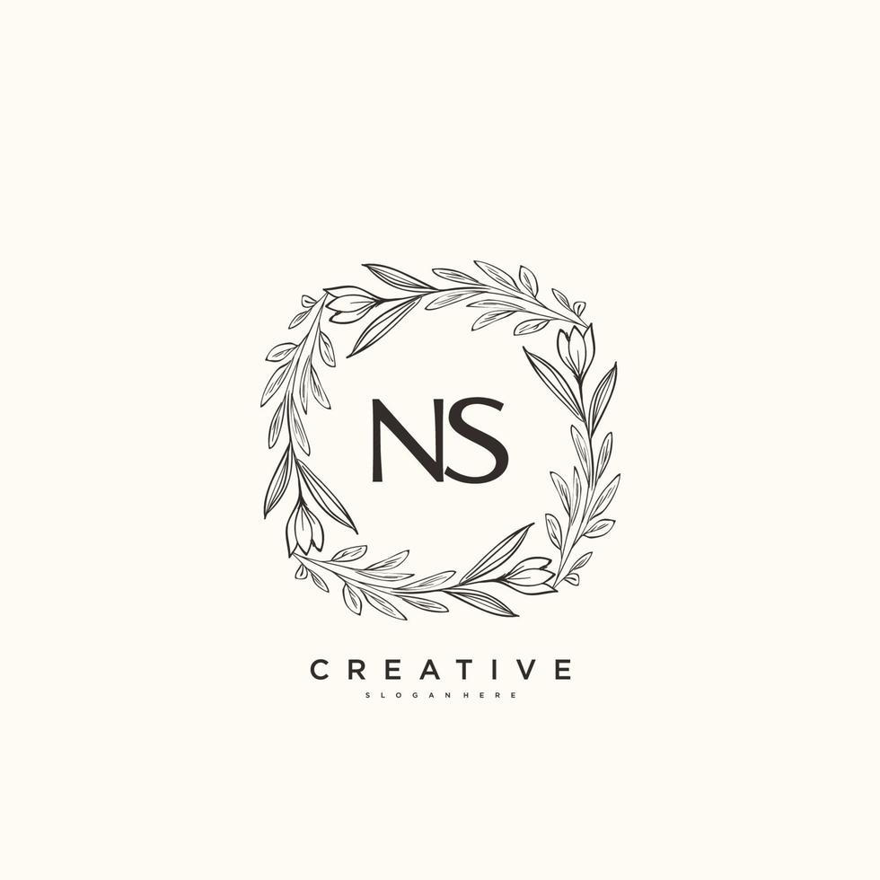 NS Beauty vector initial logo art, handwriting logo of initial signature, wedding, fashion, jewerly, boutique, floral and botanical with creative template for any company or business.