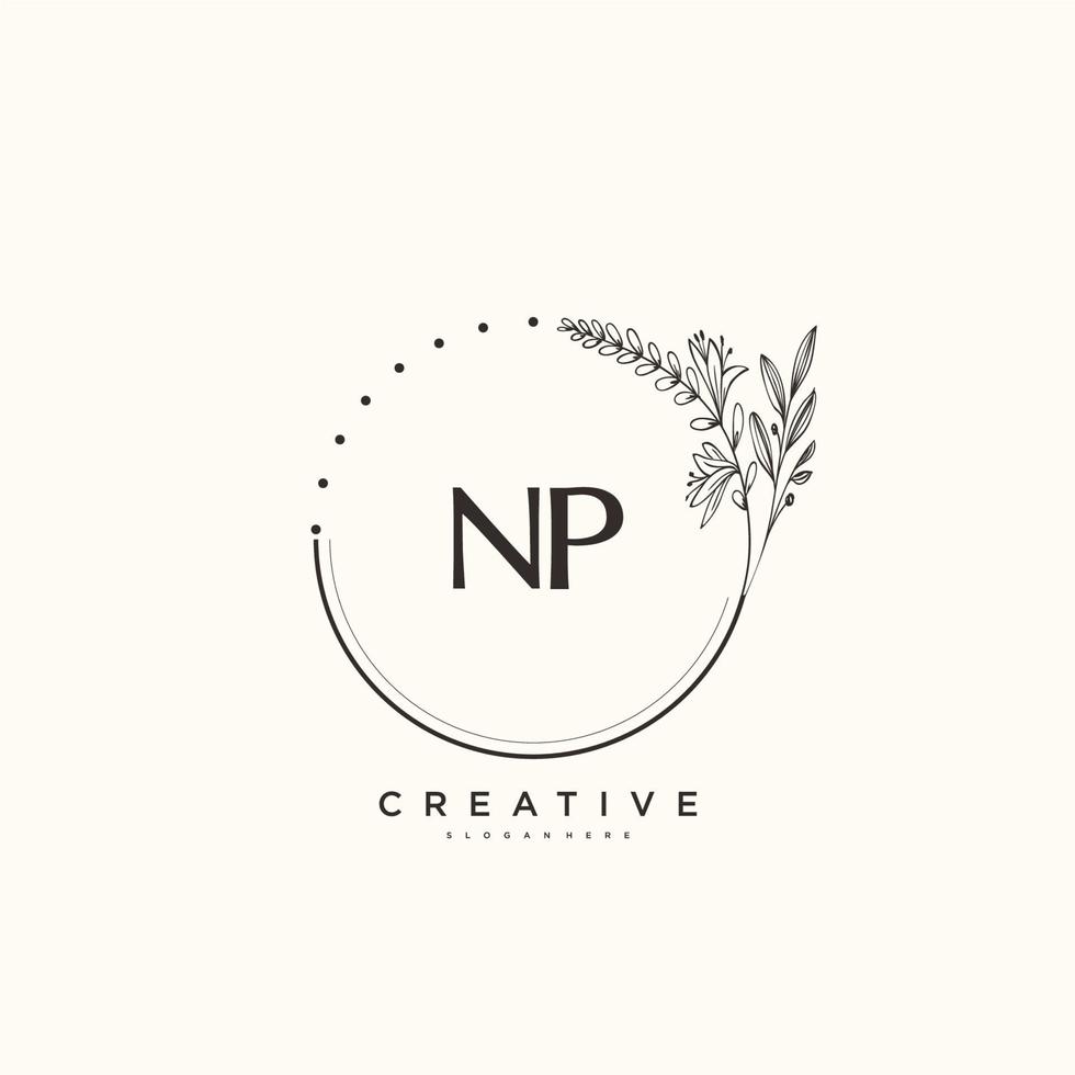 NP Beauty vector initial logo art, handwriting logo of initial signature, wedding, fashion, jewerly, boutique, floral and botanical with creative template for any company or business.