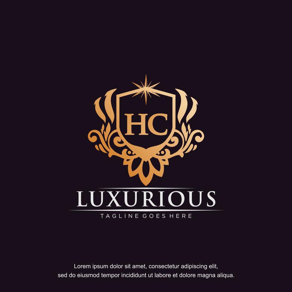 HC initial letter luxury ornament gold monogram logo template vector art.