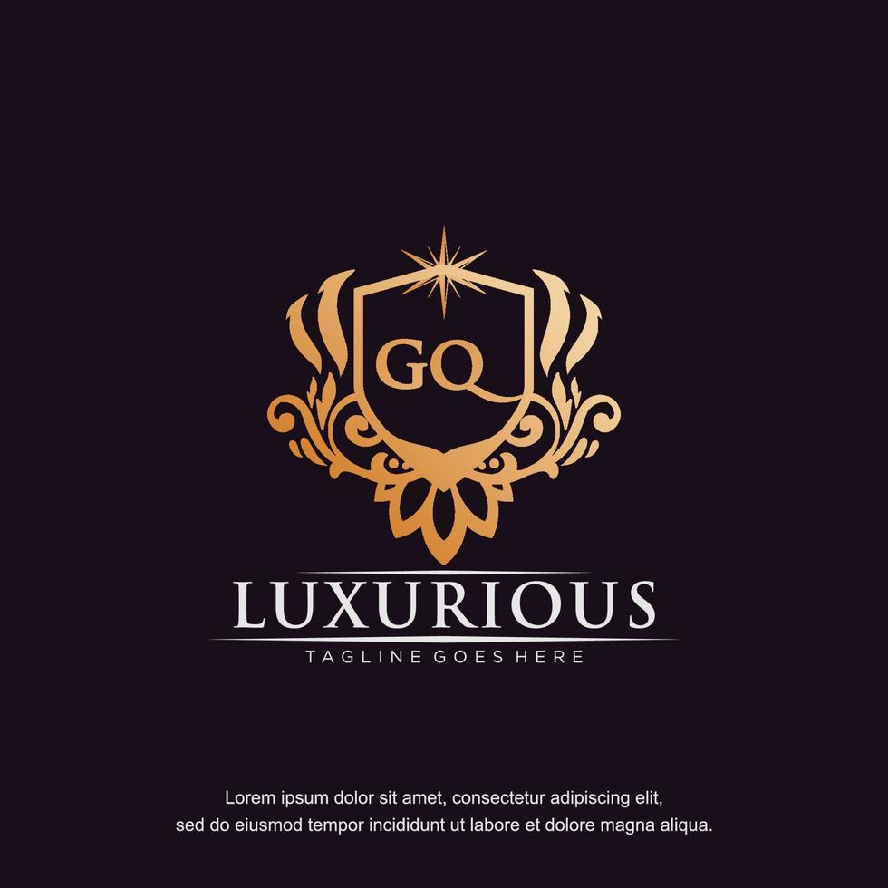 GQ initial letter luxury ornament gold monogram logo template vector art.