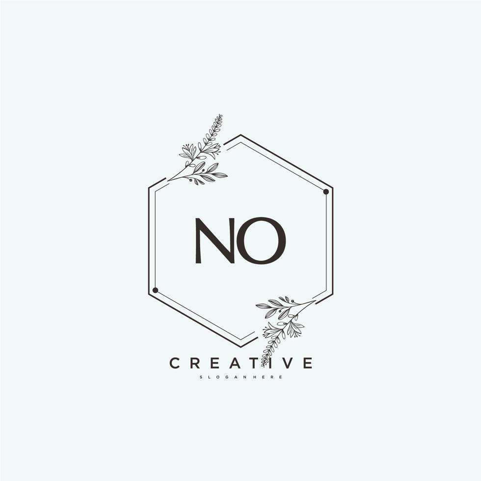 NO Beauty vector initial logo art, handwriting logo of initial signature, wedding, fashion, jewerly, boutique, floral and botanical with creative template for any company or business.