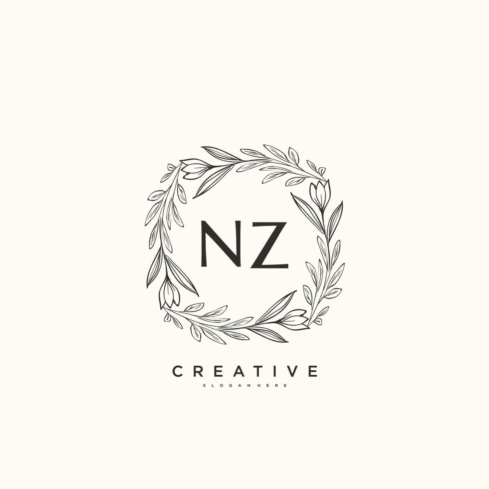 NZ Beauty vector initial logo art, handwriting logo of initial signature, wedding, fashion, jewerly, boutique, floral and botanical with creative template for any company or business.