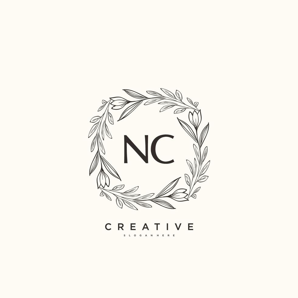NC Beauty vector initial logo art, handwriting logo of initial signature, wedding, fashion, jewerly, boutique, floral and botanical with creative template for any company or business.