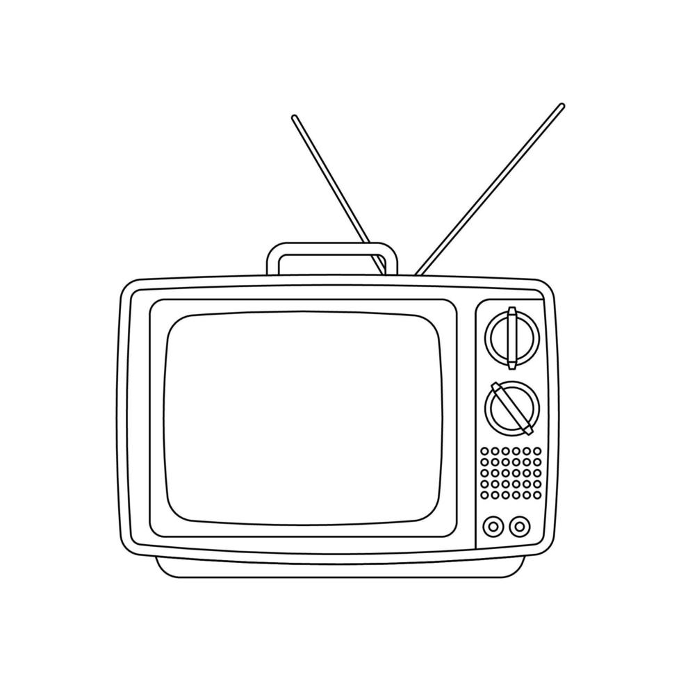 Retro TV Outline Icon Illustration on Isolated White Background ...