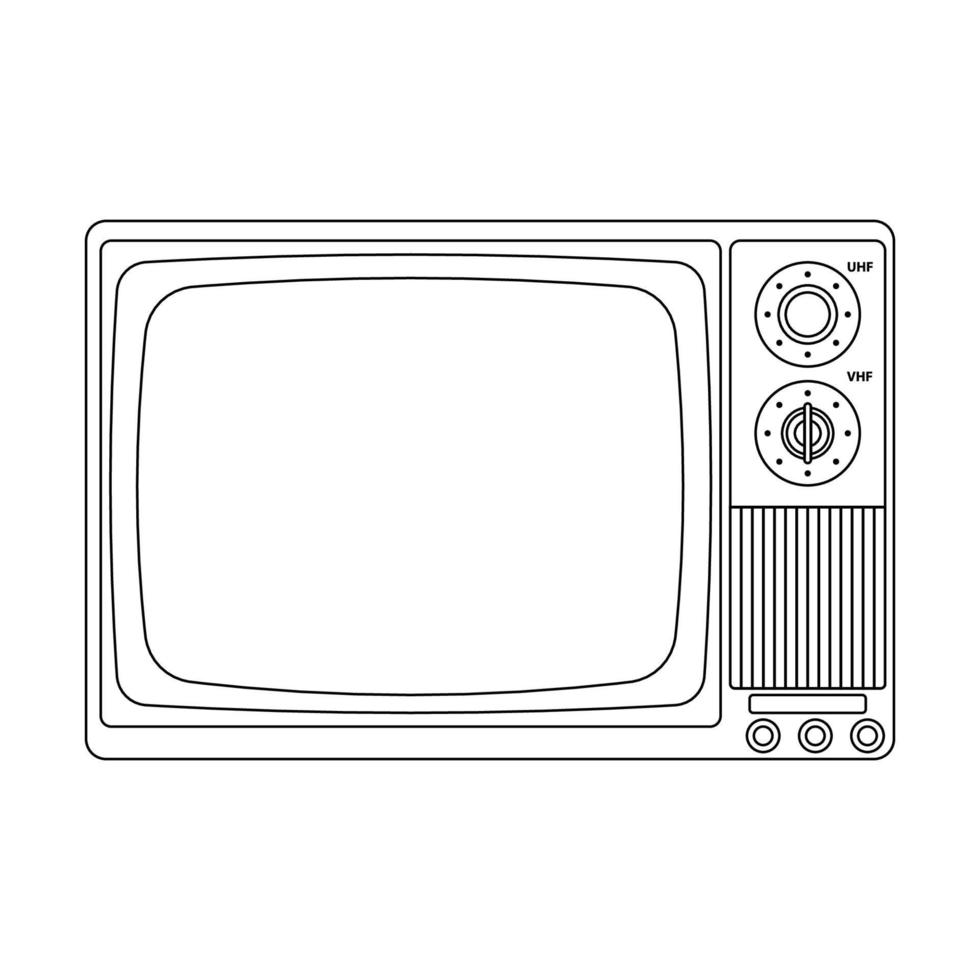 Retro TV Outline Icon Illustration on Isolated White Background vector
