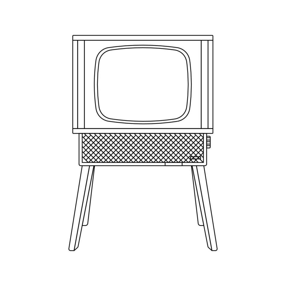 Retro TV Outline Icon Illustration on Isolated White Background vector