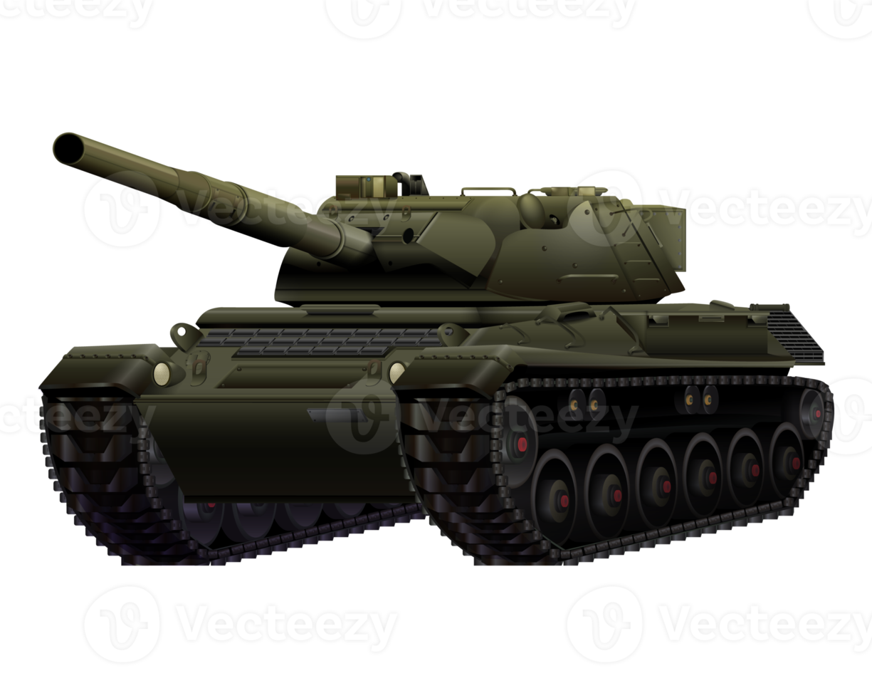 German Leopard I main battle tank in realistic style. Military vehicle. Detailed colorful PNG illustration.