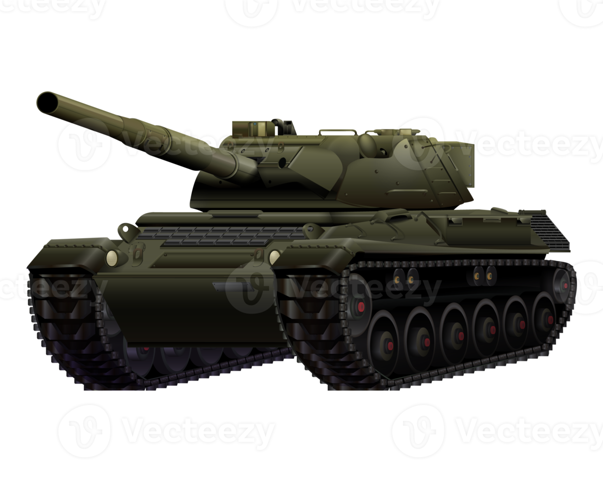 German Leopard I main battle tank in realistic style. Military vehicle. Detailed colorful PNG illustration.