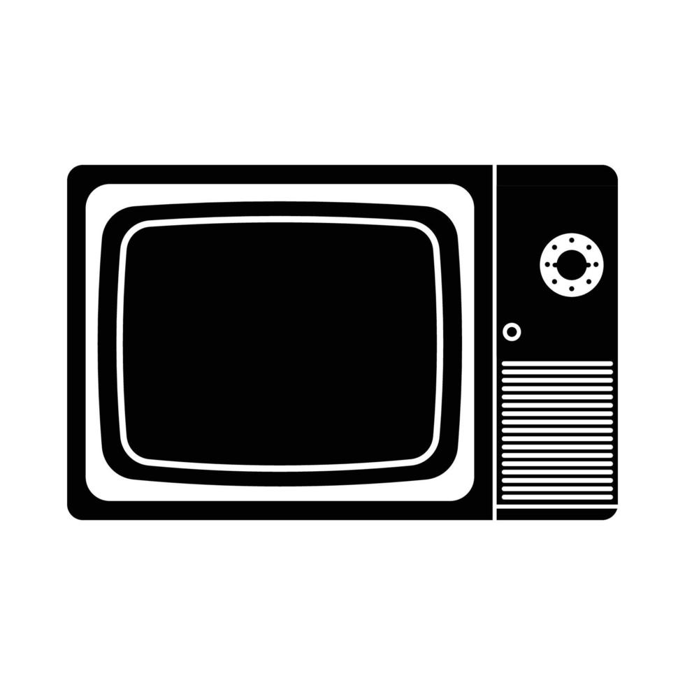 silueta de televisión retro. elemento de diseño de icono en blanco y negro sobre fondo blanco aislado vector