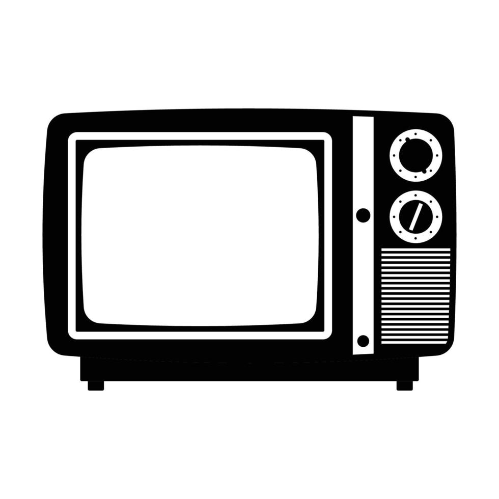 Retro TV Silhouette. Black and White Icon Design Element on Isolated White Background vector