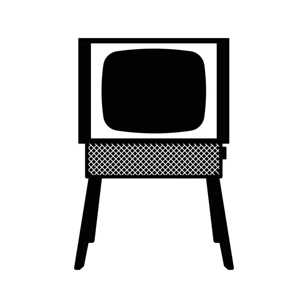 silueta de televisión retro. elemento de diseño de icono en blanco y negro sobre fondo blanco aislado vector