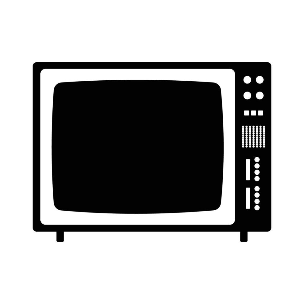 silueta de televisión retro. elemento de diseño de icono en blanco y negro sobre fondo blanco aislado vector